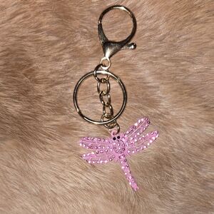 Pink Dragonfly Keychain Accessory